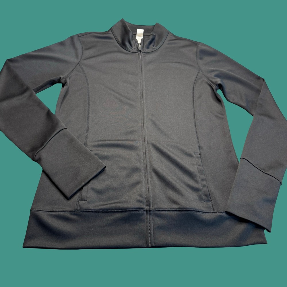 Alo Jacket Large Womens Black Full Zip Thumbhole Athletic Yoga Activewear